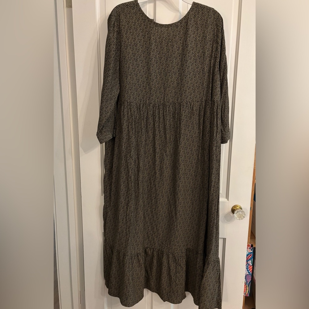 LOFT Olive Green Long Sleeve Midi Dress